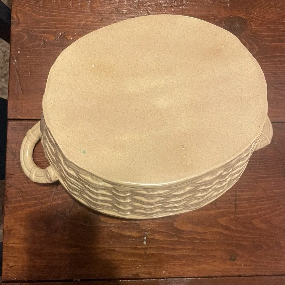 Vintage Ceramic Pottery Weaved Basket 2 Fluffy Cats Cookie Jar 14